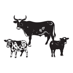 ector cow and calf silhouettes collection