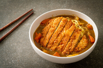curry ramen noodles with tonkatsu fried pork cutlet