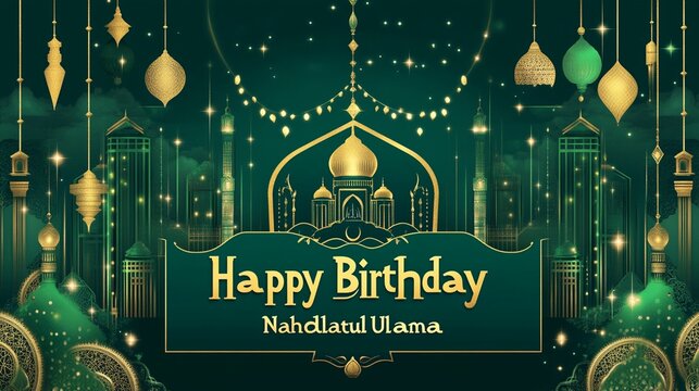 a clean, celebratory banner with the Nahdlatul Ulama logo at the center