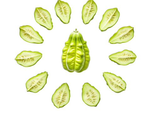 Healthy green chayote fruit with organic texture
