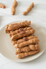 chocolate meringue stick on plate