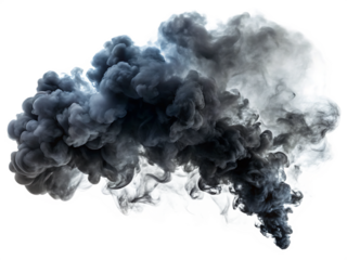 black smoke isolated on transparent background PNG
