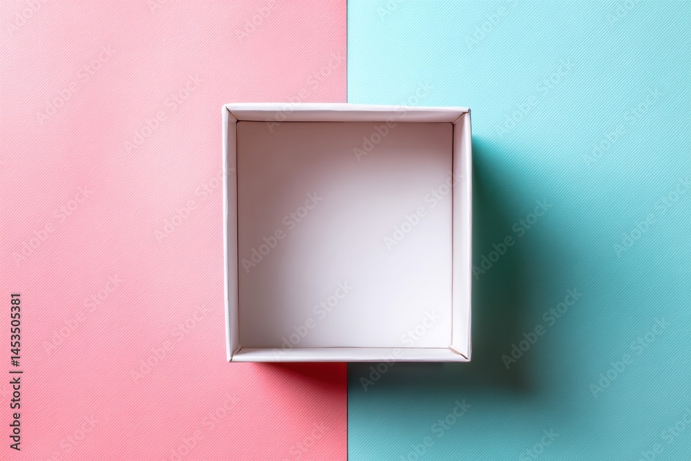 Leinwandbilder Clean White Box Centered on Solid Pastel Color Background, Showcasing Minimal Art Design Generative AI