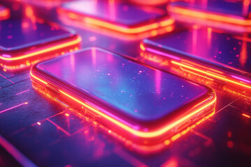 Smartphone with glowing neons.
