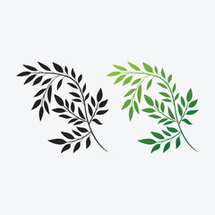 Obraz premium curved leaf motif with swirling patterns silhouette