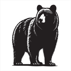 Obraz premium Silhouette vector of a bear standing on white background