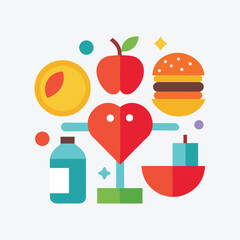 Health and Wellness Line Icons in Modern Style
