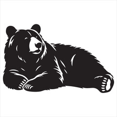 Silhouette vector of a bear standing on white background
