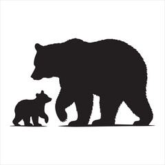 Fototapeta premium Silhouette vector of a bear standing on white background