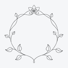 Line art floral frame  with Thin Lines and Soft Colors