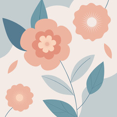 Trendy Floral Background with Thin Line Art