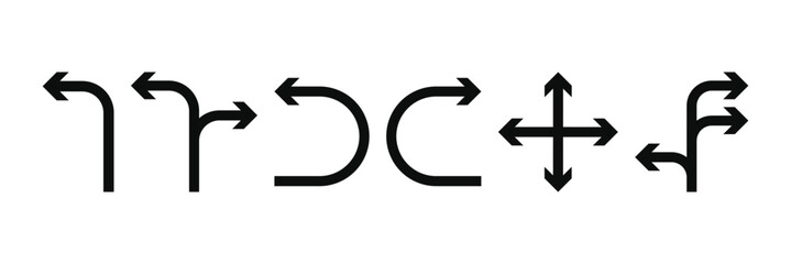 U turn arrow line icon in white and black colors. u turn arrow flat vector icon from u turn arrow collection for web, mobile apps vector stock illustration