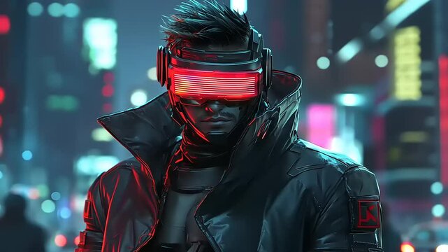 Futuristic Elf With Glowing Eyes and High-Tech Cybernetic Armor, Relaxing Orange Cat, Red Moon Illuminating a Dark, Cowboy Riding a Giant Snail, Dark Warrior Silhouette, Vibrant Neon City Alley at Nig