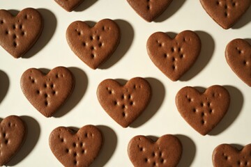 A photograph of cocoa biscuits in the shape of a heart