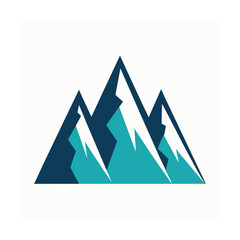 Simple vector illustration of mountains in blue and turquoise colors against a white background