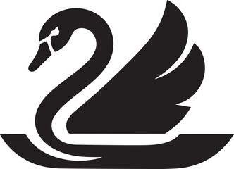 swan logo design icon silhouette style flat and minimal vector art illustration on a white background.
