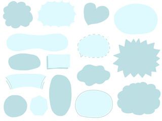 水色：シンプルでかわいい手描きフレーム素材セット