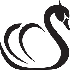 swan logo design icon silhouette style flat and minimal vector art illustration on a white background.
