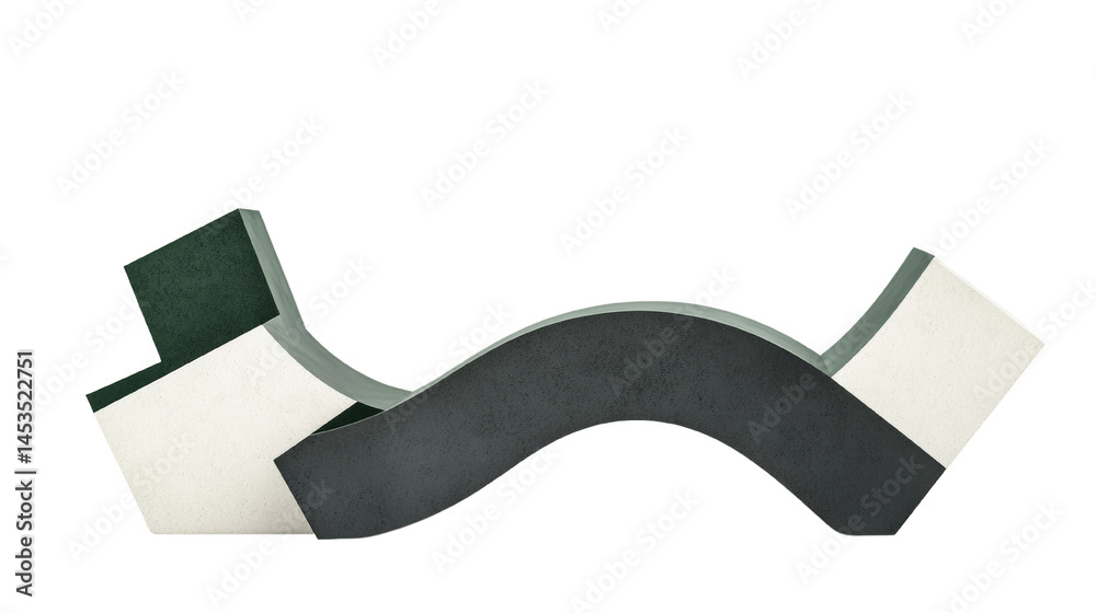 Poster abstract geometric sculpture featuring flowing curves and sharp angles with a minimalist aesthetic