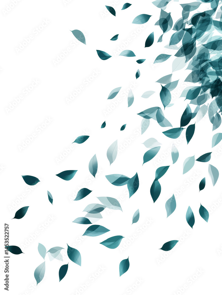 Aufkleber Serene teal foliage cascade against a boundless ethereal canvas creating a calming visual poetry