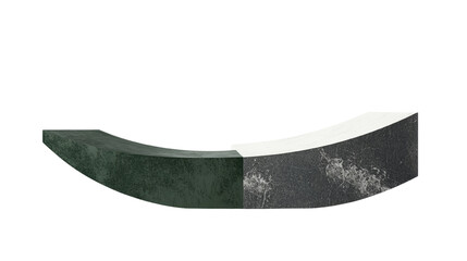 Obraz premium Curved stone bench with varying textures, isolated for design versatility and product display options on a blank canvas