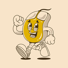 Cartoon Running Mouse Character with Fun Retro Comic Style Look