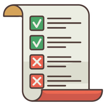 Test paper with check marks isolated vector illustration on white background