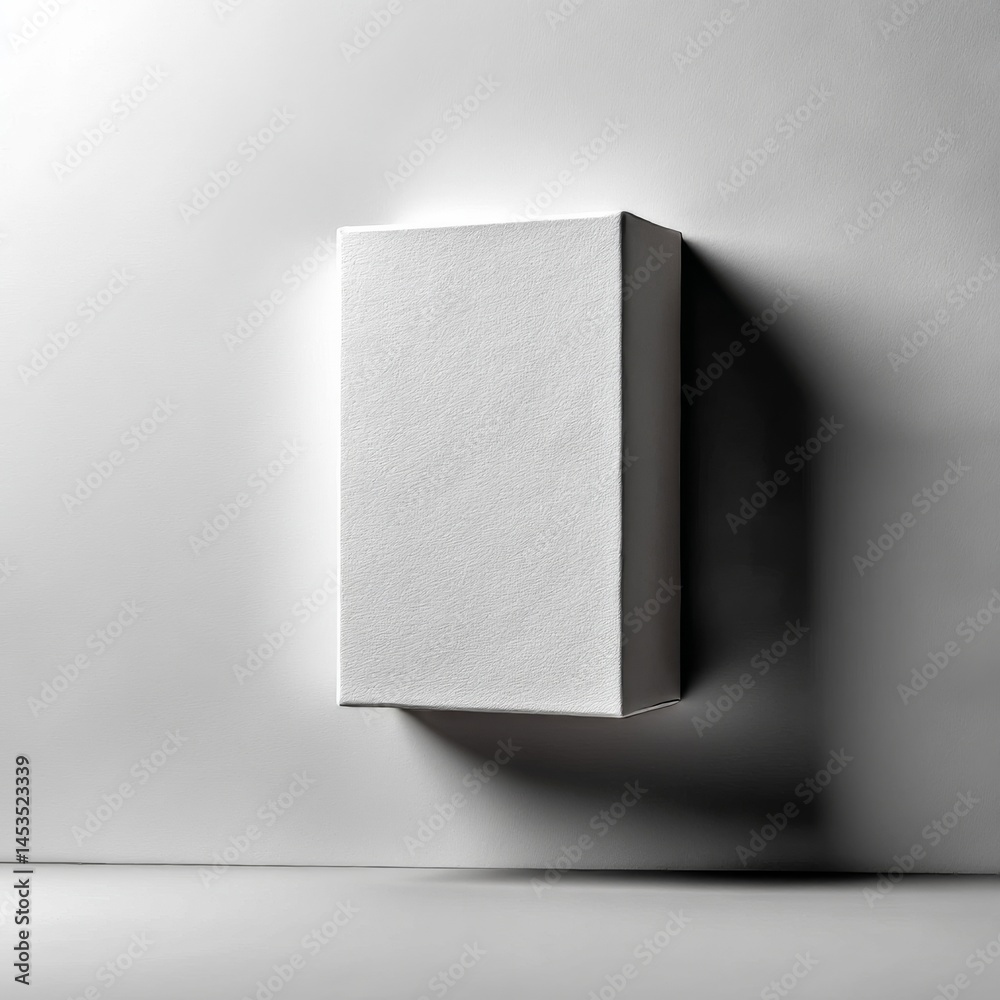 Poster Minimalist White Box Mockup on White Background with Subtle Shadow: Perfect for Product Presentation