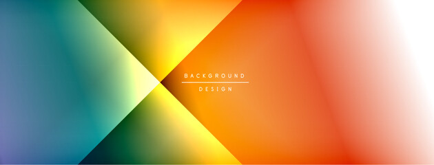 Vibrant gradient background. Geometric shapes blend colors, creating modern design. Smooth transitions, warm cool tones present.