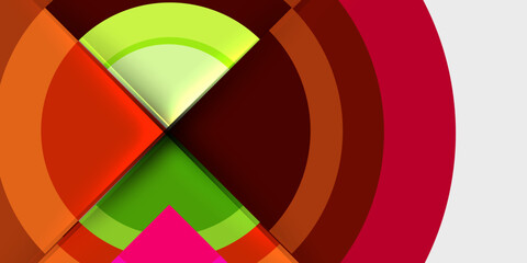 Obraz premium Abstract composition features overlapping circles, vibrant colors, dynamic shapes. Modern design evokes energy, depth, visual interest.