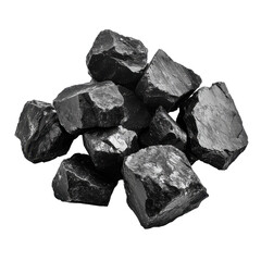 Coal carbon nuggets provide a rich source of energy and are essential for various industrial applications, Coal, carbon nuggets isolated on Transparent background