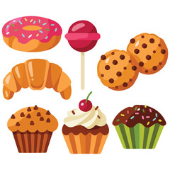 Confectionery sweets set isolated vector illustration on white background