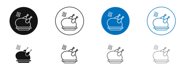 Roasted turkey icon. Vector outline illustration. vector logo template