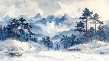 trees in the woods with white snow