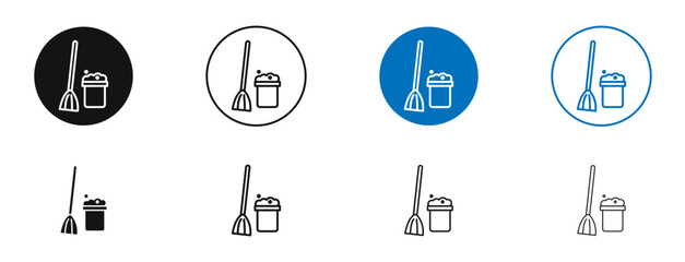 Mop cleaning icon. Vector outline illustration. vector logo template