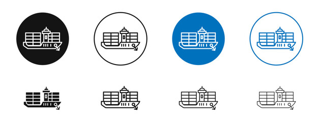 Logistic ship icon. Vector outline illustration. vector logo template
