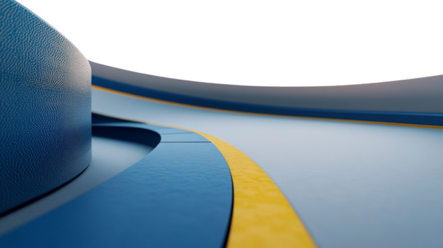 Abstract curved planes and chromatic bands creating a graphic three dimensional composition