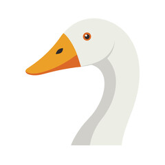 Minimalist illustration of a white goose head with orange beak on a plain white background