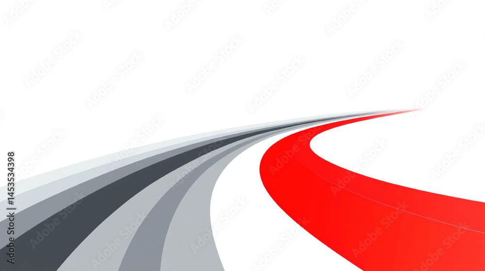 Aufkleber dynamic flow abstract red and gray pathway on a transparent background, minimalist design