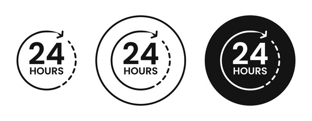 24 hours icon. Vector outline illustration. vector logo template