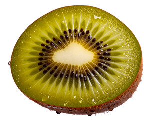 close-up of fresh kiwi fruit on transparent white background,juicy fruit for health.