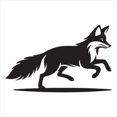 Fototapeta premium Silhouette vector of a fox standing on a white background
