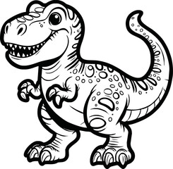 Vector illustration of Tyranosaurus Rex or T-rex or dinosaur . kids coloring page and coloring book