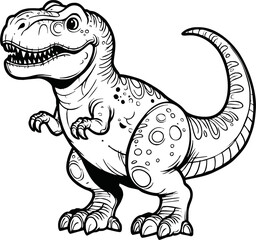 Vector illustration of Tyranosaurus Rex or T-rex or dinosaur . kids coloring page and coloring book