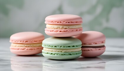 Obraz premium A beautifully arranged set of colorful macarons, showcasing their delicate layers and flavors.