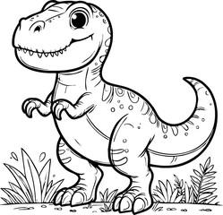 Vector illustration of Tyranosaurus Rex or T-rex or dinosaur . kids coloring page and coloring book
