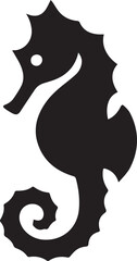 Seahorse logo design icon silhouette style flat and minimal vector art illustration on a white background.

