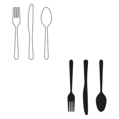 Cutlery Silhouette, cute Cutlery Vector Silhouette, Cute Cutlery cartoon Silhouette, Cutlery vector Silhouette, Cutlery icon Silhouette, Cutlery vector																		