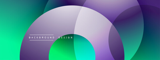 Abstract fluid shapes, vibrant colors blend. Modern design features overlapping circles, gradients. Text reads background design.