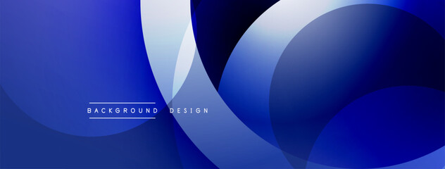 Abstract blue design features overlapping circles, gradients. Modern background with text background design. Minimalist aesthetic.